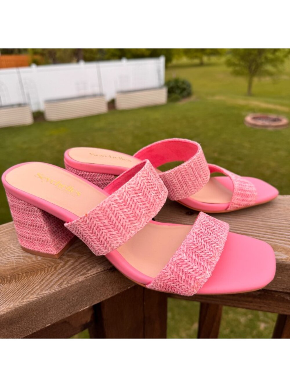 Seychelles Womens Charli Heel Sandals Pink  8.5 Woven Strap Casual Chic Summer - Picture 12 of 12